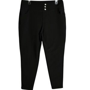 Black High-Waisted Pants with Button Detail Size2XL